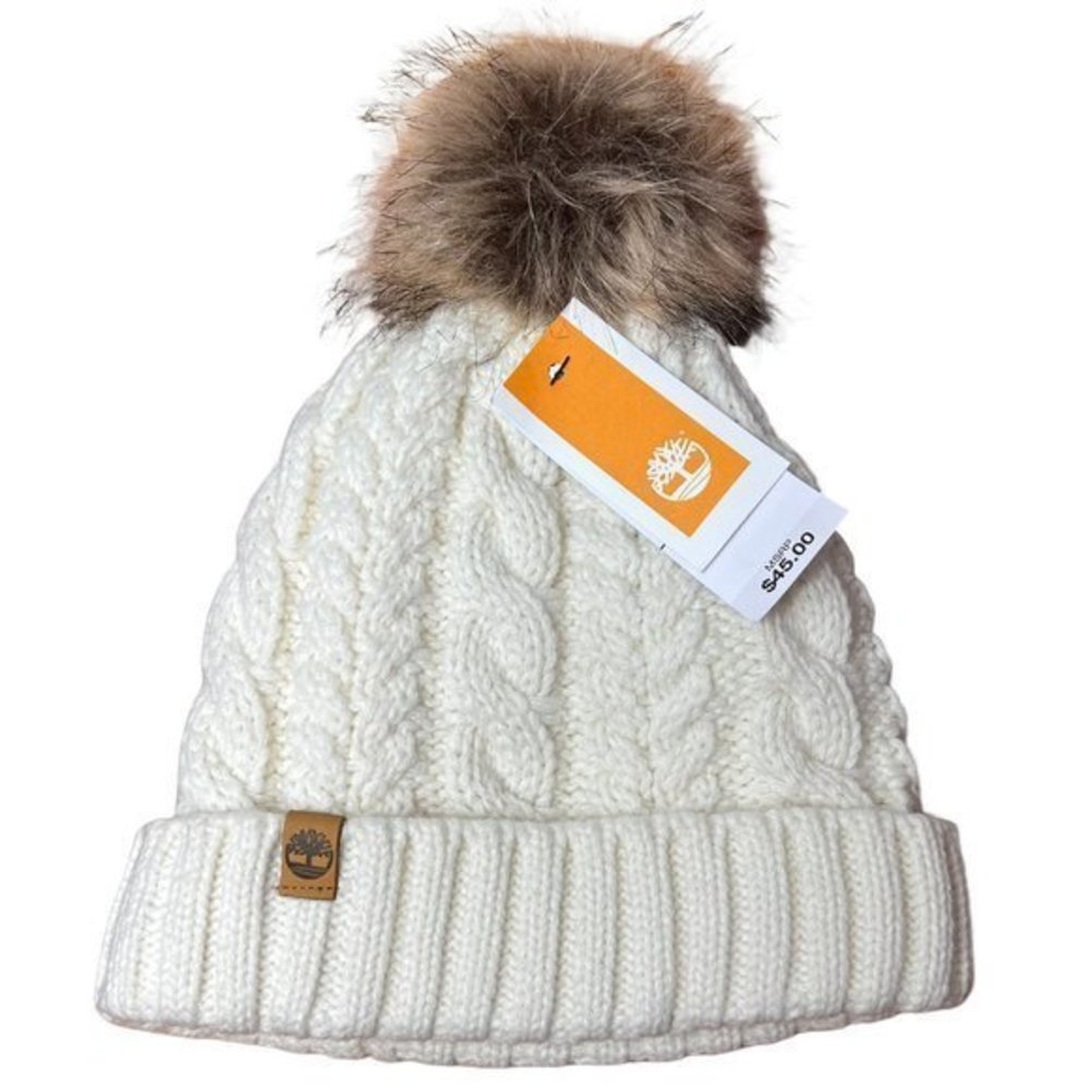 Timberland Women’s Sherpa Lined Beanie with Pompom OS